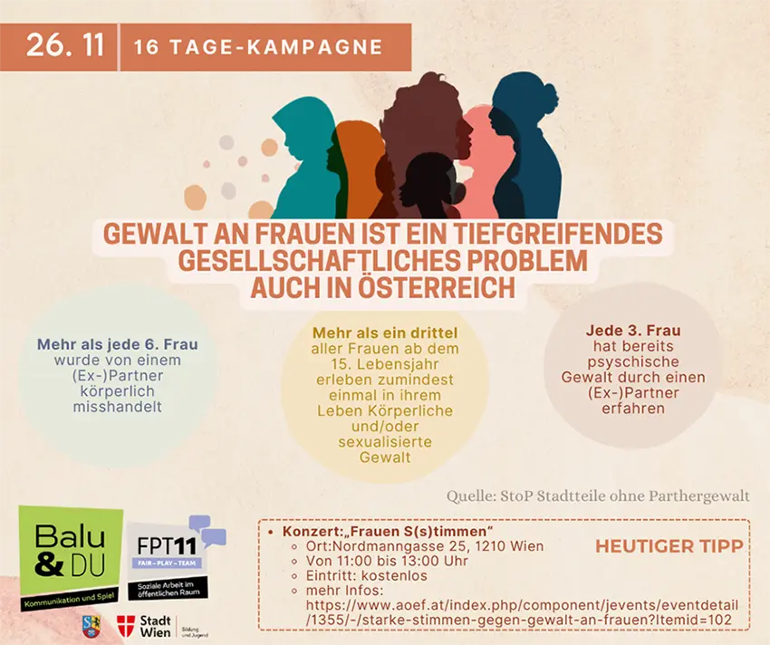 Infoblatt zu "16 Tage gegen Gewalt an Frauen"