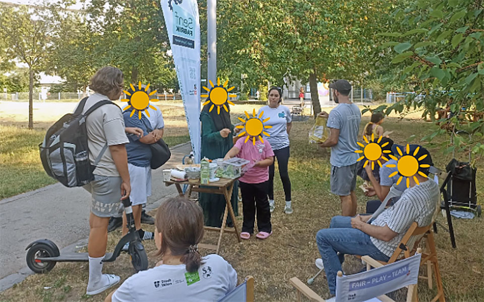 Picknick im Hyblerpark mit Kindern und Jugendlichen.